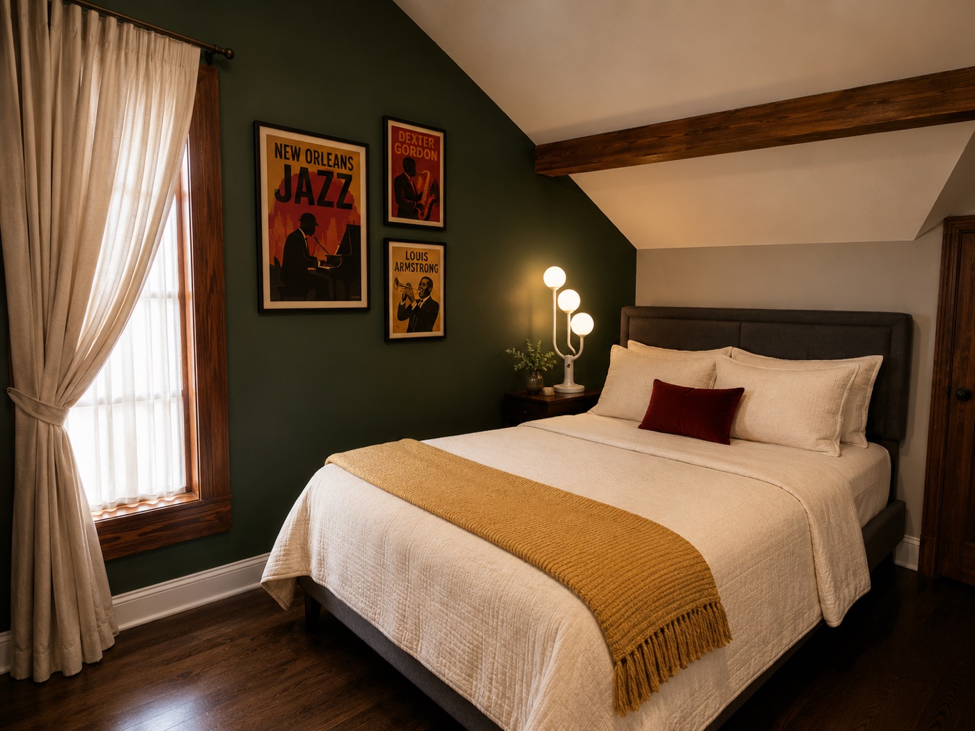 Option 1 — Bedroom — sloped ceiling