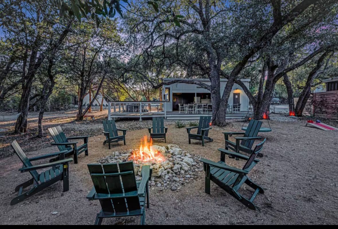 Driftwood — fire pit and wooded outdoor gathering space